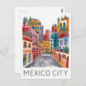 Waterverf van Mexico-Stad Briefkaart (Voorkant / Achterkant)