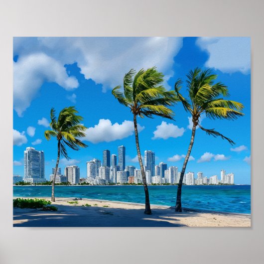 Waterverf van Miami South Beach Poster (Voorkant)
