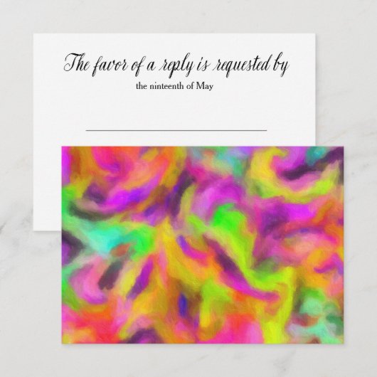 Waterverf van Mitzvah van de knuppel de Kleurrijke RSVP Kaartje (Voorkant / Achterkant)
