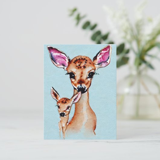 Waterverf van moeder en Baby - liefdesfamilie Briefkaart (Staand voorkant)