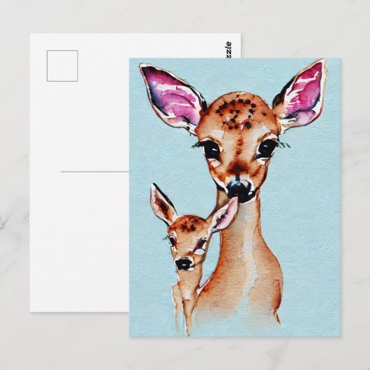 Waterverf van moeder en Baby - liefdesfamilie Briefkaart (Voorkant / Achterkant)