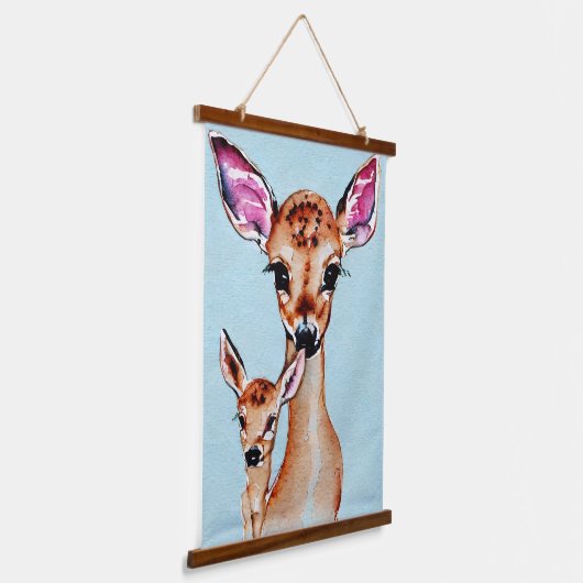 Waterverf van moeder en Baby - liefdesfamilie Hangend Wandkleed (Gebogen)