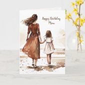 Waterverf van moederband en Dochterband Kaart (Gele Bloem)