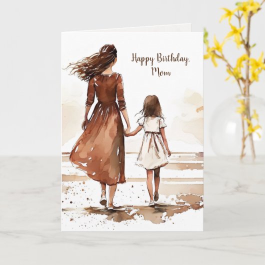 Waterverf van moederband en Dochterband Kaart (Gele Bloem)