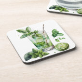 WATERVERF VAN MOJITO MET MUNT BIER ONDERZETTER (Linkerzijde)