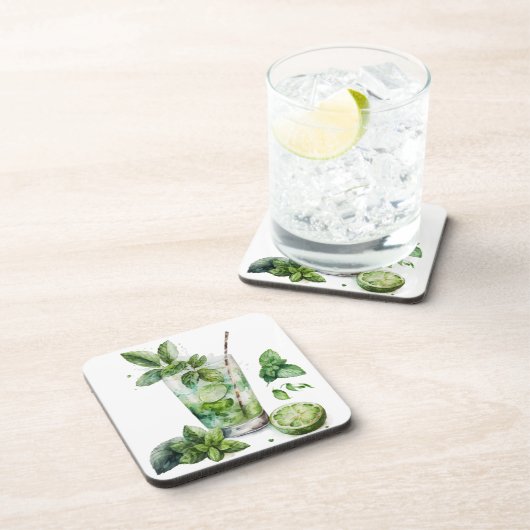 WATERVERF VAN MOJITO MET MUNT BIER ONDERZETTER (Rechterzijde)