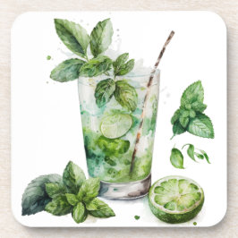 WATERVERF VAN MOJITO MET MUNT BIER ONDERZETTER