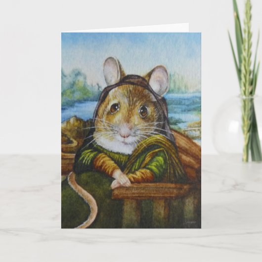 Waterverf van Mona Lisa Mouse Parody Kaart (Voorkant)