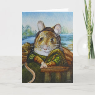 Waterverf van Mona Lisa Mouse Parody Kaart
