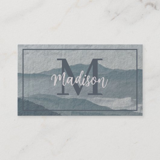 Waterverf van Monogram Blue Gray Mountain Visitekaartje (Voorkant)