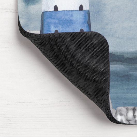 Waterverf van Monogram Blue Lighthouse Muismat (Hoek)