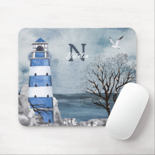 Waterverf van Monogram Blue Lighthouse Muismat