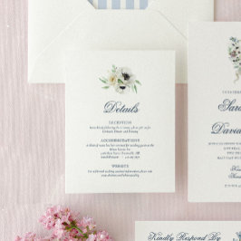 Waterverf van Monogram Floral Wedding Details Kaar Kaart
