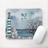 Waterverf van Monogram Green Lighthouse Muismat (Met muis)