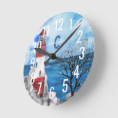 Waterverf van Monogram Rood- en Blauwe Vuurtoren K Ronde Klok (Hoek)