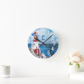 Waterverf van Monogram Rood- en Blauwe Vuurtoren K Ronde Klok (Huis)