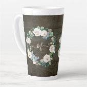 Waterverf van Monogram Rustic Floral Butterfly Latte Mok (Linkerhoek)