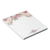 Waterverf van mosterd Roos Floral Monogram Notitieblok (Schuin)