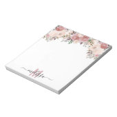 Waterverf van mosterd Roos Floral Monogram Notitieblok (Linkerzijde)