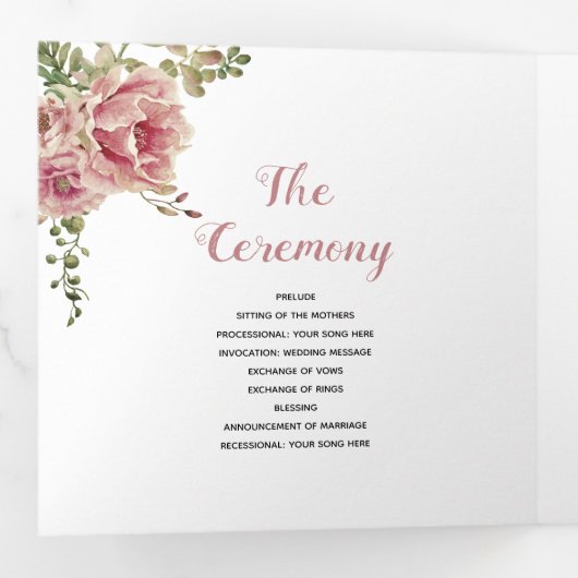 Waterverf van mosterd roos groene bladeren, foto drieluik programma (Binnenzijde eerst)