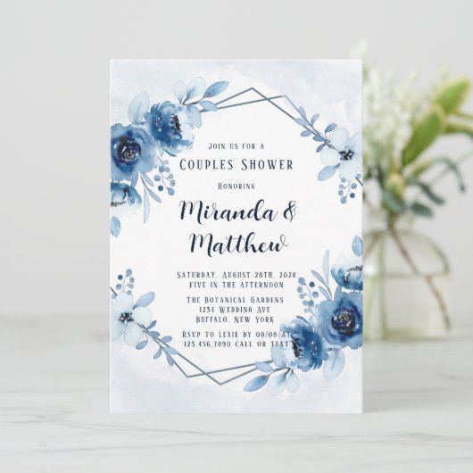 Waterverf van mosterdblauw-marineschol kaart (Staand voorkant)