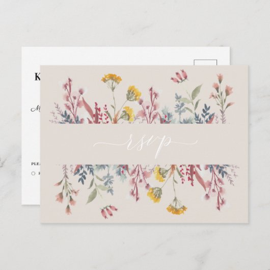 Waterverf van mosterdbloem Keuze RSVP Uitnodiging Briefkaart (Voorkant / Achterkant)