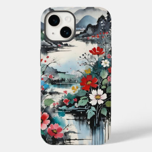 Waterverf van Mountain River en Wildflowers Case-Mate iPhone 14 Hoesje