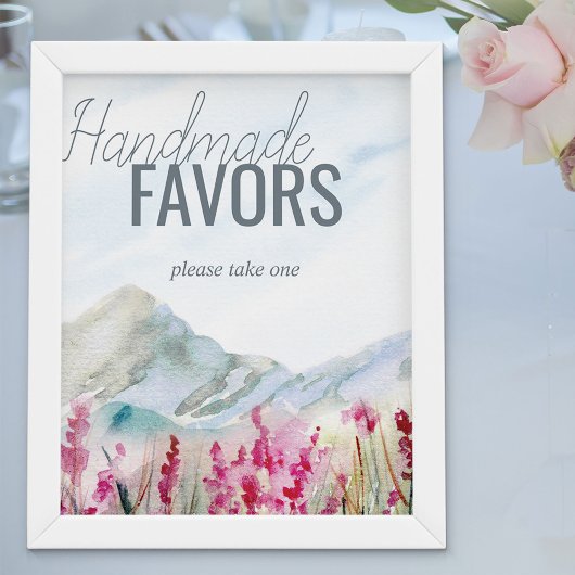 Waterverf van mountainboutbruiloft poster