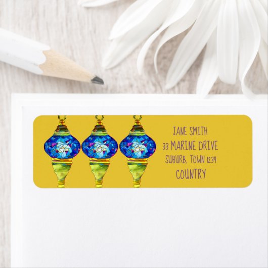 Waterverf van mozaïekkunst met Turkse lampen Etiket (Insitu)