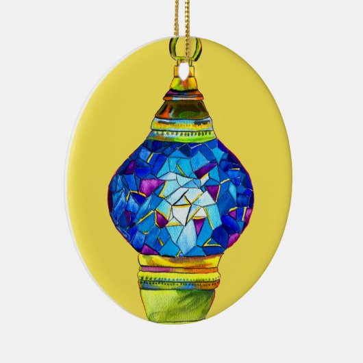 Waterverf van mozaïekkunst met Turkse lampen Keramisch Ornament (Rechts)