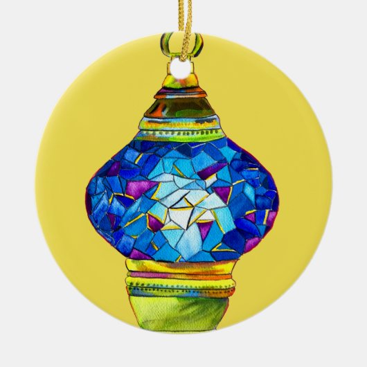 Waterverf van mozaïekkunst met Turkse lampen Keramisch Ornament (Voorkant)