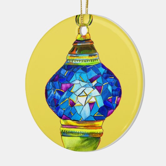 Waterverf van mozaïekkunst met Turkse lampen Keramisch Ornament (Links)