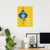Waterverf van mozaïekkunst met Turkse lampen Poster (Thuiskantoor)