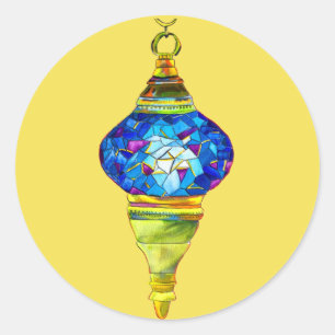 Waterverf van mozaïekkunst met Turkse lampen Ronde Sticker