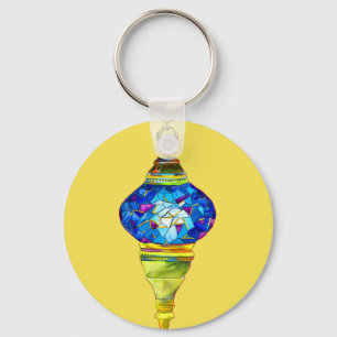 Waterverf van mozaïekkunst met Turkse lampen Sleutelhanger