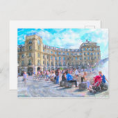 Waterverf van München Stachus. Briefkaart (Voorkant / Achterkant)