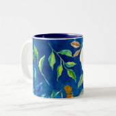 Waterverf van Natuur van houtbewerking Eucalyptus  Tweekleurige Koffiemok (Voorkant links)