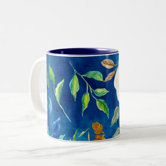 Waterverf van Natuur van houtbewerking Eucalyptus Tweekleurige Koffiemok (Voorkant links)