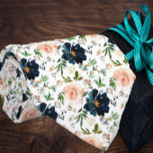 Waterverf van Navy Blue en roze Floral Rozen Neck  Stropdas