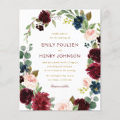 Waterverf van Navy burgundy floral wreatbruiloft (Voorkant)