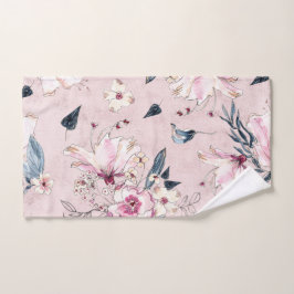 Waterverf van Navy en Blush Floral Handdoek