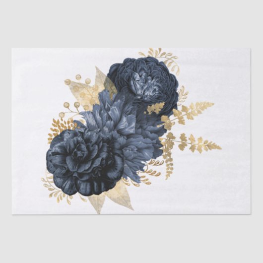 Waterverf van Navy Gold Floral Bouquet - Ontkoppel Tissuepapier (Voorkant)
