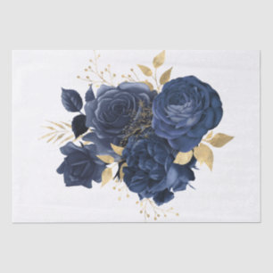 Waterverf van Navy Gold Floral Bouquet - Ontkoppel Tissuepapier
