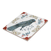 Waterverf van Noordse Blauwe Vlees Folk Art Tegeltje (Zijkant)