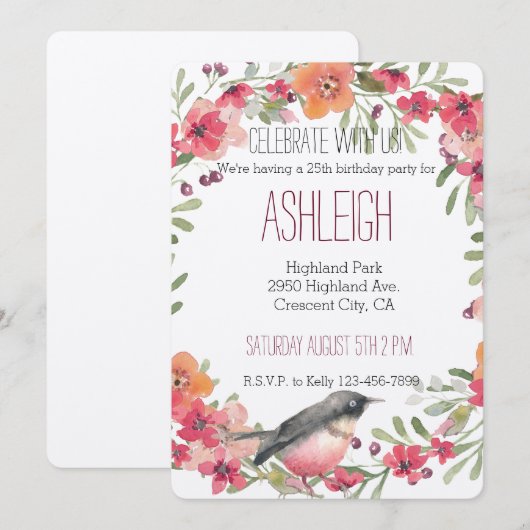 Waterverf van Oleander en vogelpest Kaart (Voorkant / Achterkant)