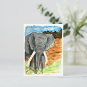 Waterverf van olifanten met bergen briefkaart (Staand voorkant)