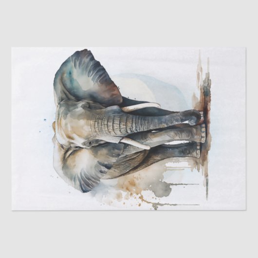 Waterverf van olifanten tissuepapier (Voorkant)