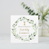 waterverf van olijven Eerste heilige Gemeenschap Kaart (Staand voorkant)