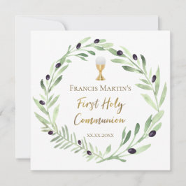 waterverf van olijven Eerste heilige Gemeenschap Kaart
