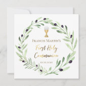 waterverf van olijven Eerste heilige Gemeenschap Kaart (Voorkant)